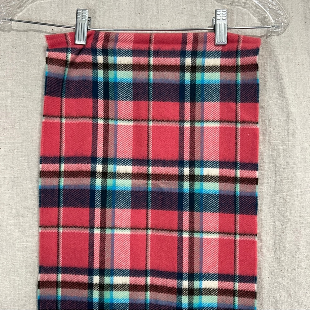 MADE IN SCOTLAND | 100% Cashmere Plaid Pink and Blue Scarf - Picture 5 of 7